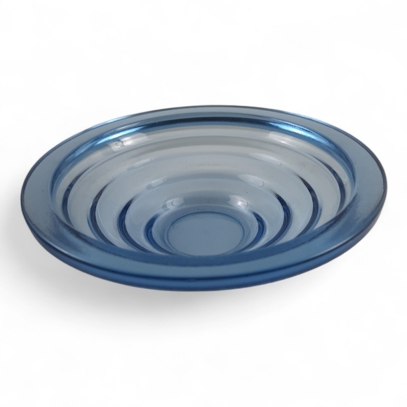 Set of 4 MCM Stepped Glass Soup Bowls Colbalt Blue Ribbed Salad Cereal Vintage - Picture 7 of 9